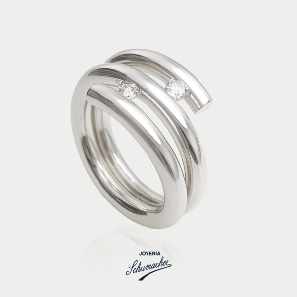 Anillo espiral en platino con brillantes | Joyería Schumacher