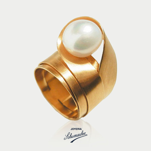 Anillo en oro amarillo mate con perla | Joyería Schumacher