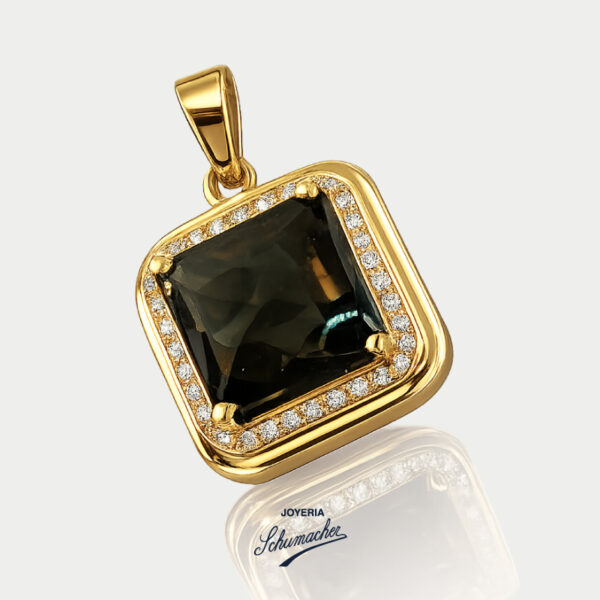 Dije en oro amarillo con topacio ahumado y diamantes | Joyería Schumacher