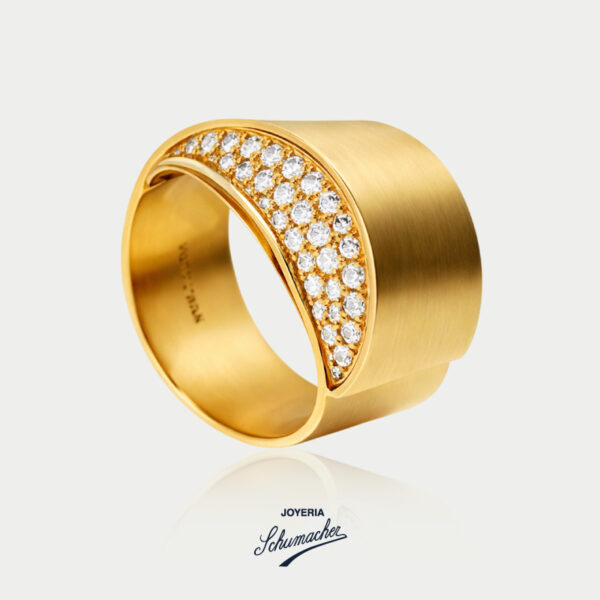 Anillo en oro amarillo mate con diamantes | Joyería Schumacher