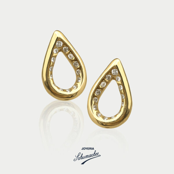 Aretes en oro amarillo con brillantes en forma de gota | Joyería Schumacher