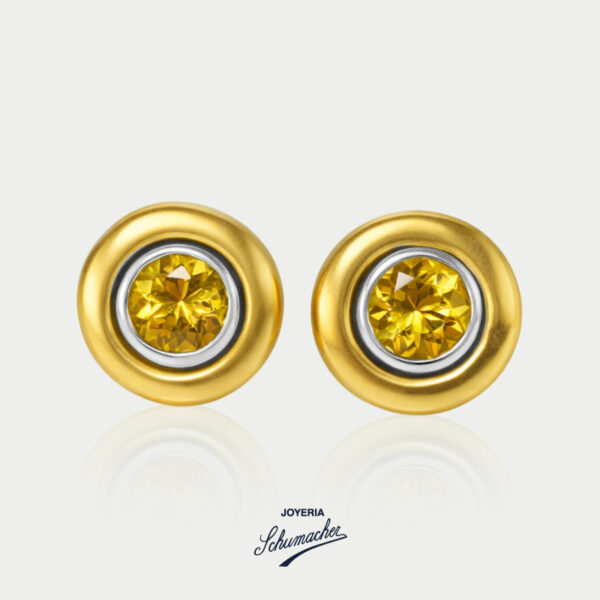 Aretes en oro amarillo mate y blanco con citrinas | Joyería Schumacher