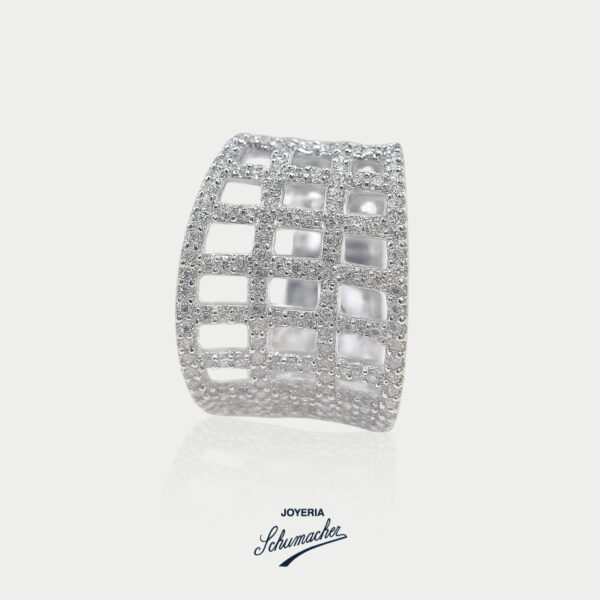 Anillo en oro blanco con brillantes, diseño Lattice | Joyería Schumacher