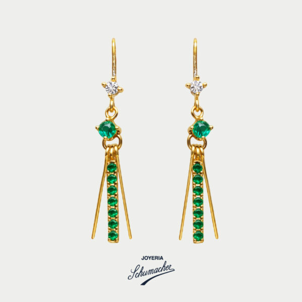 Aretes en oro amarillo y blanco con esmeraldas y brillantes | Joyería Schumacher