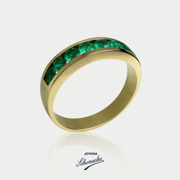 Anillo en oro amarillo engastado con esmeraldas | Joyería Schumacher