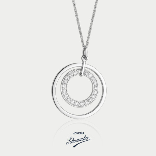 Cadena y dije en oro blanco con brillantes, diseño Luna Nueva | Joyería Schumacher