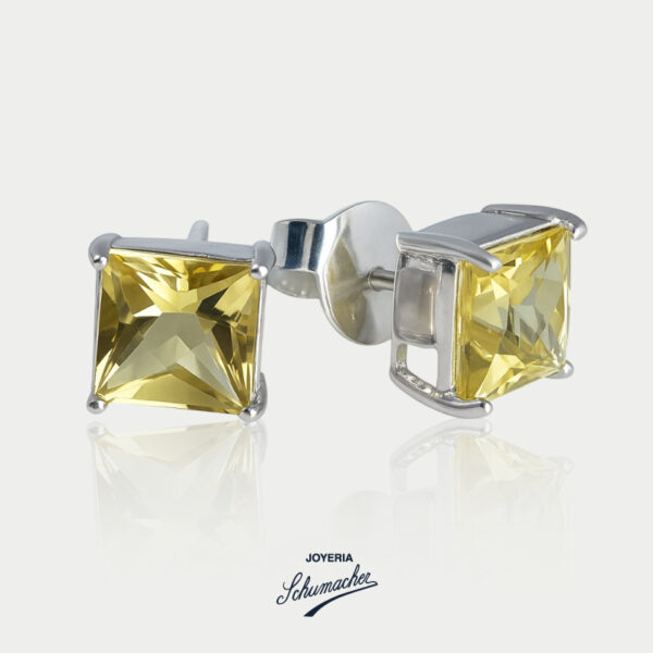 Aretes cuadrados en plata con citrinas  | Joyería Schumacher