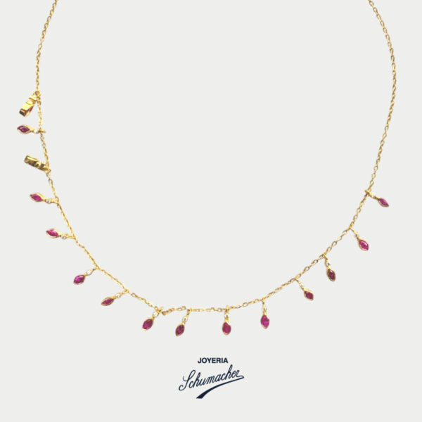 Collar en oro amarillo con rubíes corte marquesa y brillantes | Joyería Schumacher