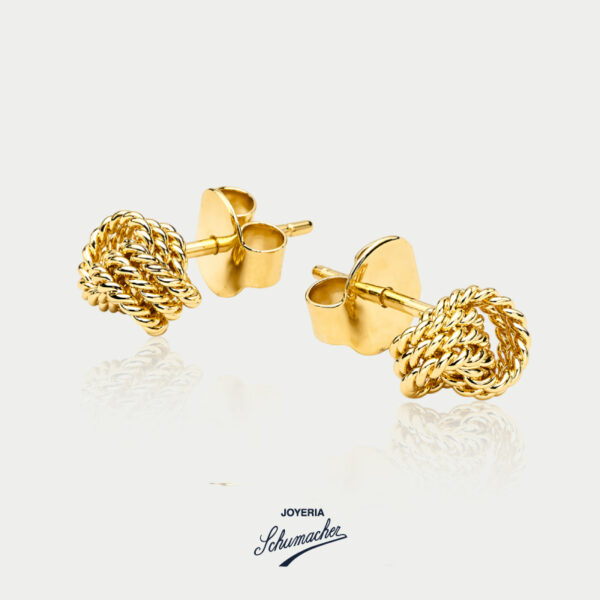 Aretes en oro amarillo, diseño nudo entorchado | Joyería Schumacher